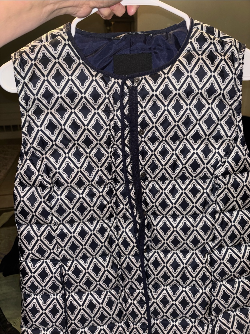 Talbots Women's Navy and White Quilted Sleeveless Coat/Vest size small
